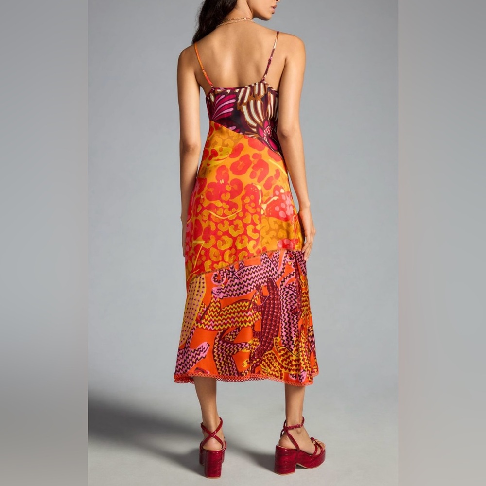 Farm Rio Printed Satin Slip Midi Dress - Picture 4 of 16